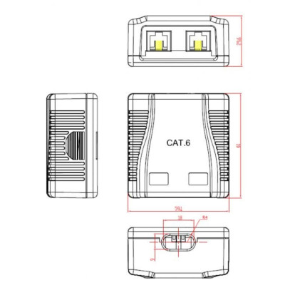Розетка Cablexpert (NCAC-2U6-01) 2хRJ-45, Cat6, зовнішня, біла Розетка Cablexpert (NCAC-2U6-01) 2хRJ-45, Cat6, зовнішня, біла