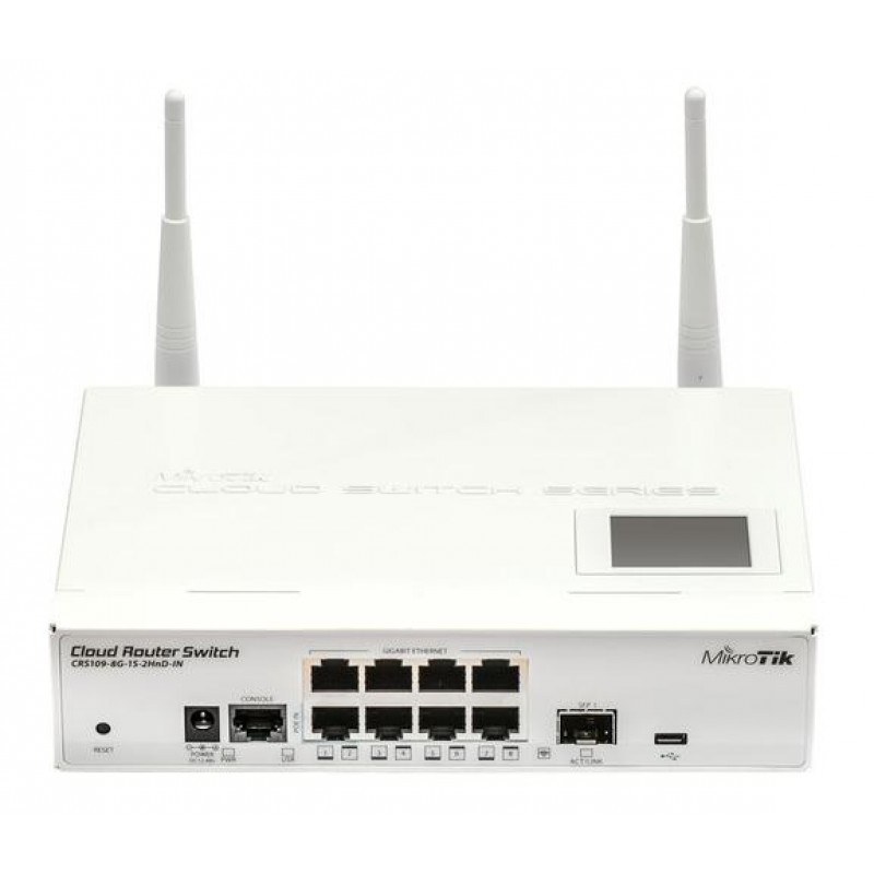 Коммутатор MikroTik CRS109-8G-1S-2HnD-IN (8x1Gb, 1x1Gb SFP, WiFi, L3)