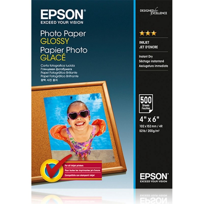 Фотопапiр EPSON Glossy Photo Paper глянсовий 200г/м2 10х15см 500арк. (C13S042549)