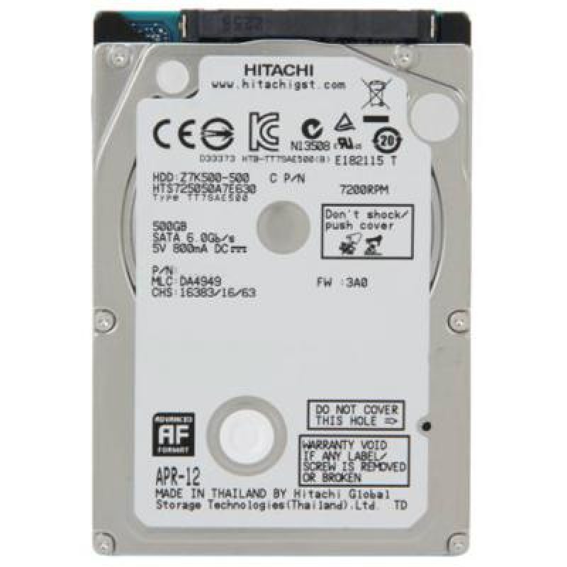 Накопичувач HDD 2.5" SATA  500GB Hitachi (HGST) Travelstar Z7K500 7200rpm 32MB (HTS725050A7E630) Ref