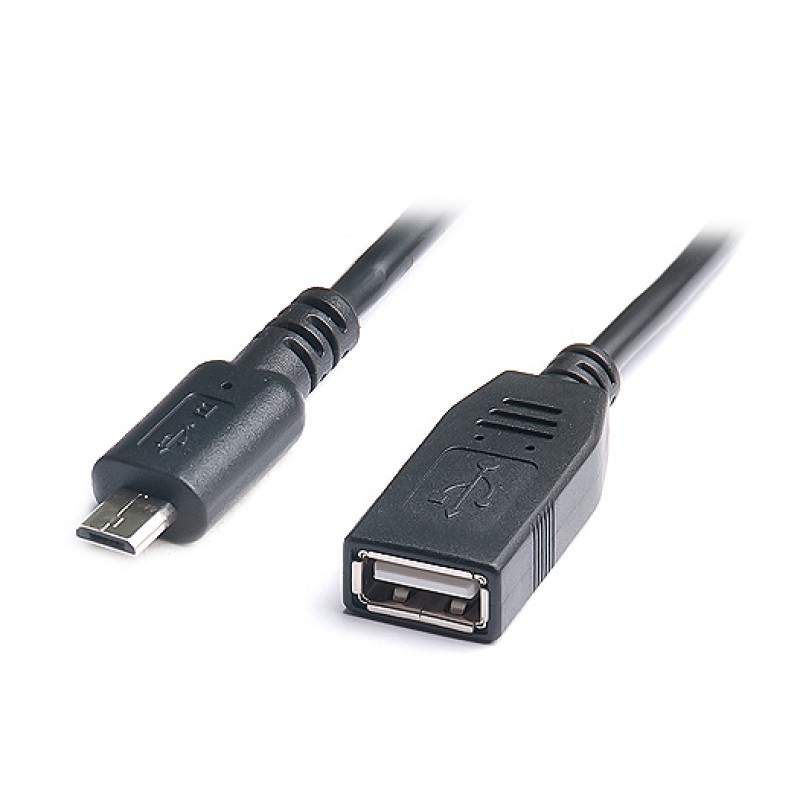 Кабель REAL-EL USB - micro USB V 2.0 (F/M), 0.1 м, чорний (EL123500014)