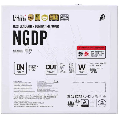 Блок живлення 1stPlayer HA-1200BA4 1200W White (NGDP-GLD-1200-WH-EU) Блок живлення 1stPlayer HA-1200BA4 1200W White (NGDP-GLD-1200-WH-EU)