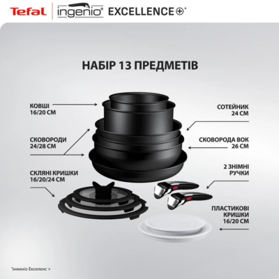 Набір посуду Tefal Ingenio Excellence+ 13 предметів (P0009753) Набір посуду Tefal Ingenio Excellence+ 13 предметів (P0009753)
