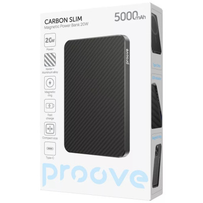 Універсальна мобільна батарея Proove Carbon Slim 20W 5000mAh Black (PBCS20010001)