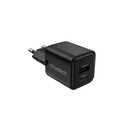 Мережевий зарядний пристрій Choetech (USB-C+USB-A) Black (PD5012-EU-BK)