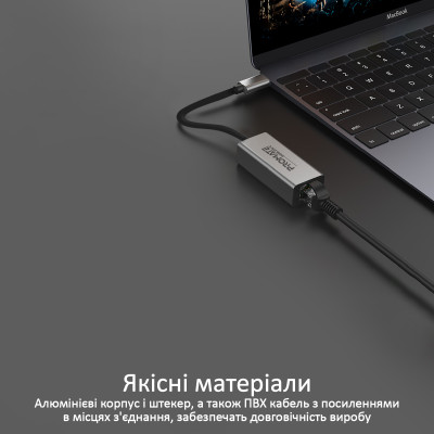 Мережевий адаптер Promate GigaLink-C Grey