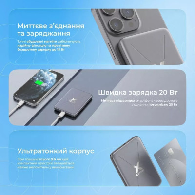 Універсальна мобільна батарея Proove X-Core 20W 5000mAh Gray (PNXC20010003)