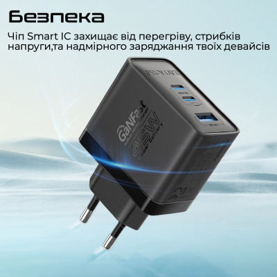 Зарядний пристрій Promate PowerPort 45W Black Зарядний пристрій Promate PowerPort 45W Black