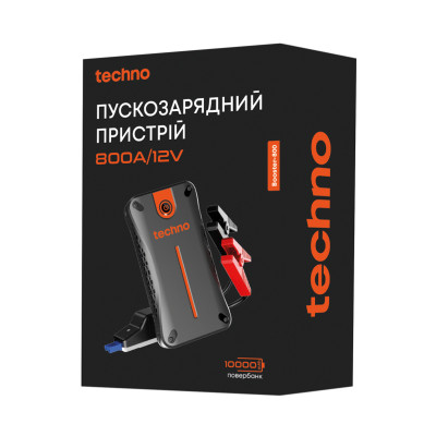 Пусковий пристрій для автомобілів Techno 10000mAh Black (booster-800)