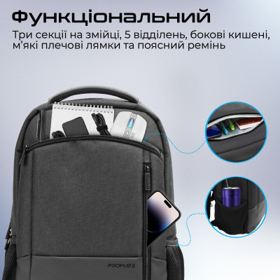 Рюкзак для ноутбука Promate Satchel BP 15.6" Black