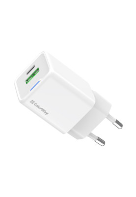 Мережевий зарядний пристрій ColorWay GaN Mini 30W PD Port PPS USB (Type-C PD + USB QC4.0) White (CW-CHS053PD-WT)