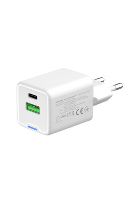 Мережевий зарядний пристрій ColorWay GaN Mini 30W PD Port PPS USB (Type-C PD + USB QC4.0) White (CW-CHS053PD-WT)