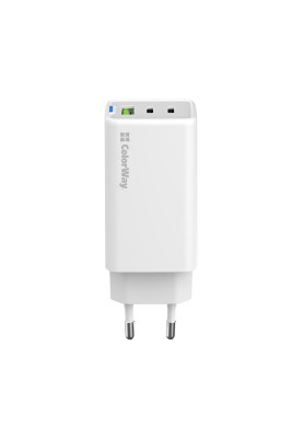 Мережевий зарядний пристрій ColorWay GaN Mini 65W PD Port PPS USB (USB-2C1A) White (CW-CHS058PD-WT)