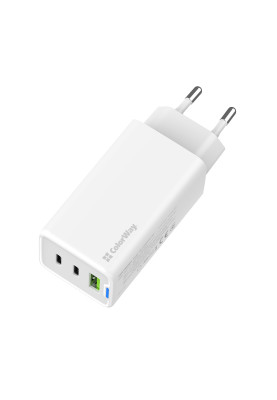 Мережевий зарядний пристрій ColorWay GaN Mini 65W PD Port PPS USB (USB-2C1A) White (CW-CHS058PD-WT)