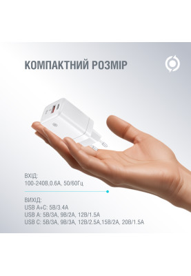 Мережевий зарядний пристрій Piko TC-PD332 (1USB-Cx3A, 1USBx3A) 33W White (1283126597794)