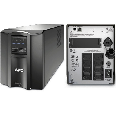Джерело безперебійного живлення APC Smart-UPS 1500VA LCD, Lin.int., AVR, 8 х IEC, SmartSlot, USB, RJ-45, метал (SMT 1500I)