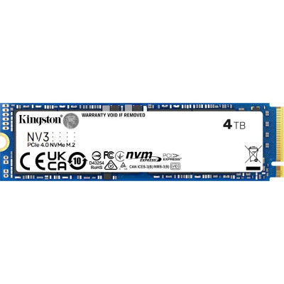 Накопичувач SSD 4TB M.2 NVMe Kingston NV3 M.2 2280 PCIe Gen4.0 x4 (SNV3S/4000G) Накопичувач SSD 4TB M.2 NVMe Kingston NV3 M.2 2280 PCIe Gen4.0 x4 (SNV3S/4000G)
