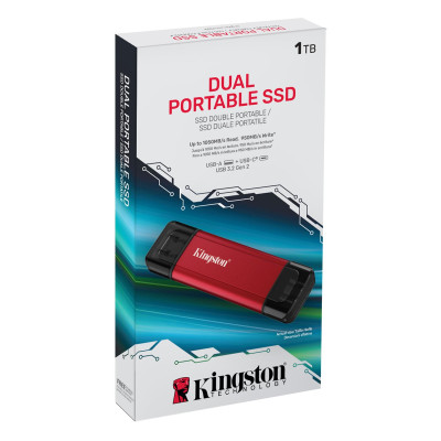Накопичувач зовнішній SSD USB 1TB Kingston Dual Portable Red (SPSD/1TB)