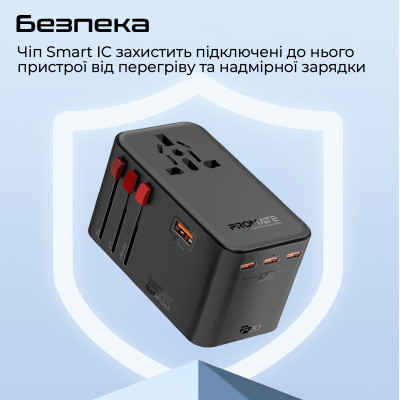 Зарядний пристрій Promate TripMate-GaN160 160W Black