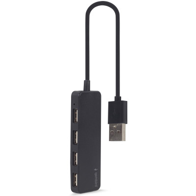 Концентратор USB Gembird 4хUSB2.0, пластик, Black (UHB-U2P4-06)