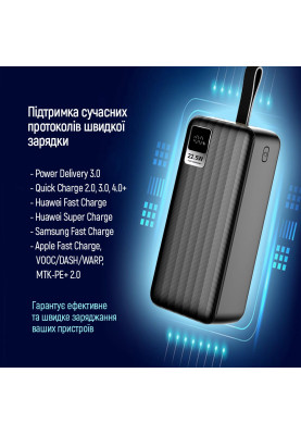 Універсальна мобільна батарея ColorWay Digital Display 30000mAh Black (CW-PB300LPC5BK-PDD)