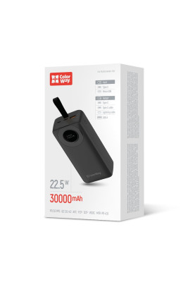 Універсальна мобільна батарея ColorWay EnergyPlus 30000mAh Black (CW-PB300LPB4BK-PDD)