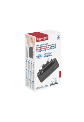 Універсальна мобільна батарея Promate PowerUp-Duo 5000mAh 20W Black
