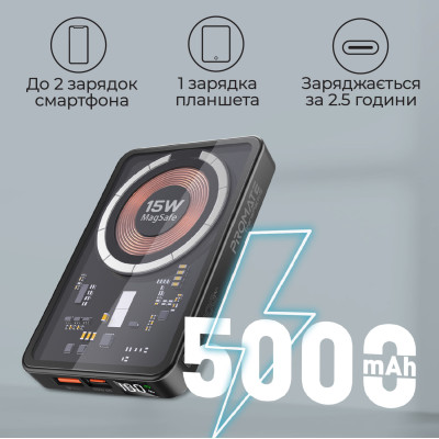 Універсальна мобільна батарея Promate TransPack-5 5000mAh 22.5W Black