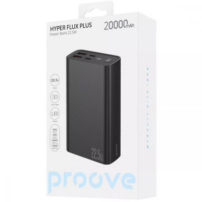 Універсальна мобільна батарея Proove Hyper Flux Plus 22.5W 20000mAh Black (PBF222120001) Універсальна мобільна батарея Proove Hyper Flux Plus 22.5W 20000mAh Black (PBF222120001)