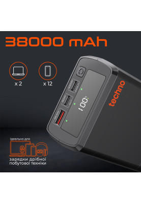 Універсальна мобільна батарея Techno PDC130 38000mAh PD 130W QC 3.0 Black