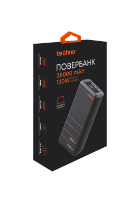 Універсальна мобільна батарея Techno PDC130 38000mAh PD 130W QC 3.0 Black