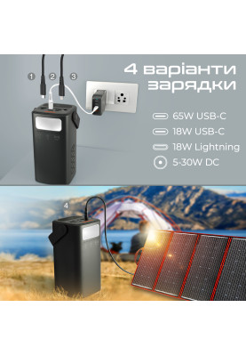 Універсальна мобільна батарея Techno 80000mAh PD 65W QC 3.0 Black (powerbank-80)