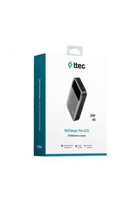 Універсальна мобільна батарея Ttec 10000mAh ReCharger Pro LCD PD 30W Space Gray (2BB214UG)