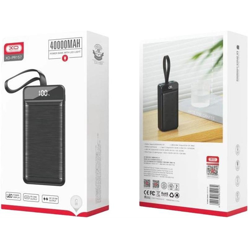 Універсальна мобільна батарея XO PR157 40000mAh Black (PR157.black)