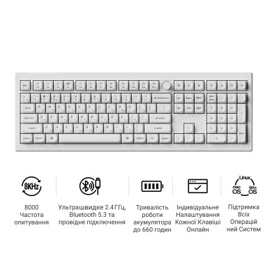 Клавіатура бездротова Keychron V6 Ultra Keychron Red Switch White RGB (V6U-F1-UA) Клавіатура бездротова Keychron V6 Ultra Keychron Red Switch White RGB (V6U-F1-UA)