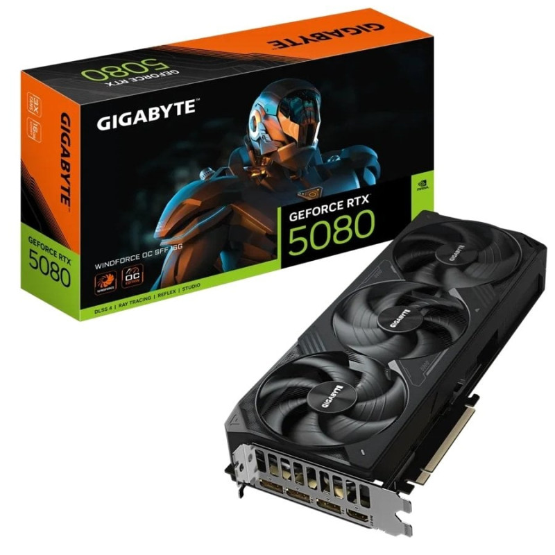 Відеокарта GF RTX 5080 16GB GDDR7 Windforce OC Gigabyte (GV-N5080WF3OC-16GD)
