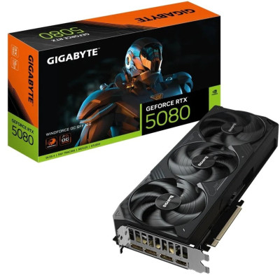 Відеокарта GF RTX 5080 16GB GDDR7 Windforce OC Gigabyte (GV-N5080WF3OC-16GD)