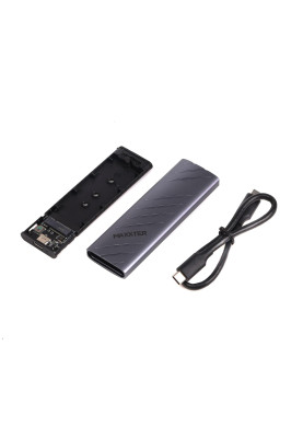 Зовнішня кишеня Maxxter M.2 NVMe PCIe, USB 3.2 Type-C, Metal, Black (EHDE-2280D-01)
