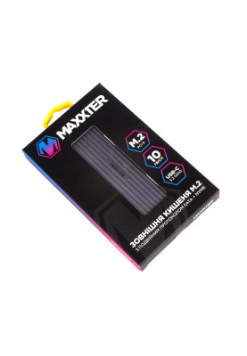 Зовнішня кишеня Maxxter M.2 NVMe PCIe, USB 3.2 Type-C, Metal, Black (EHDE-2280D-01)