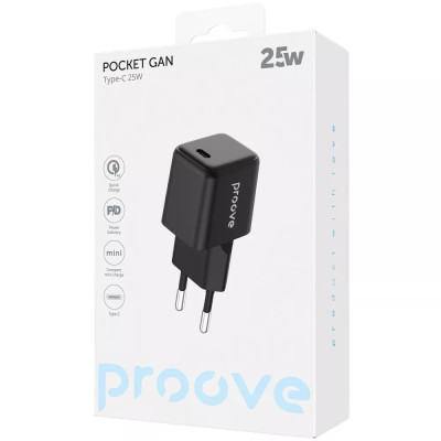 Мережевий зарядний пристрій Proove Pocket GaN 25W Black (WCPG25010201) Мережевий зарядний пристрій Proove Pocket GaN 25W Black (WCPG25010201)