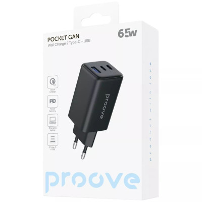 Мережевий зарядний пристрій Proove Pocket GaN 65W Black (WCPG65121201) Мережевий зарядний пристрій Proove Pocket GaN 65W Black (WCPG65121201)