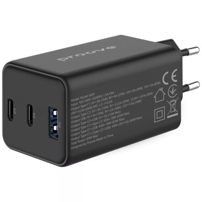 Мережевий зарядний пристрій Proove Pocket GaN 65W Black (WCPG65121201) Мережевий зарядний пристрій Proove Pocket GaN 65W Black (WCPG65121201)