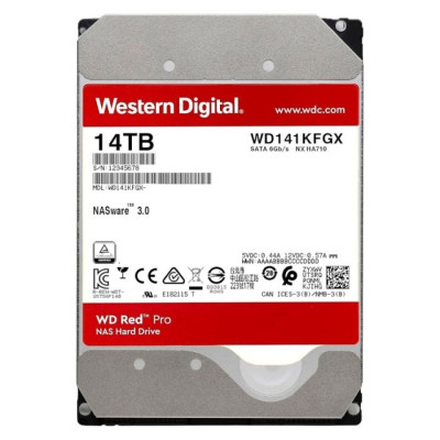 Накопичувач HDD SATA 14.0TB WD Red Pro NAS 7200rpm 512MB (WD142KFGX)
