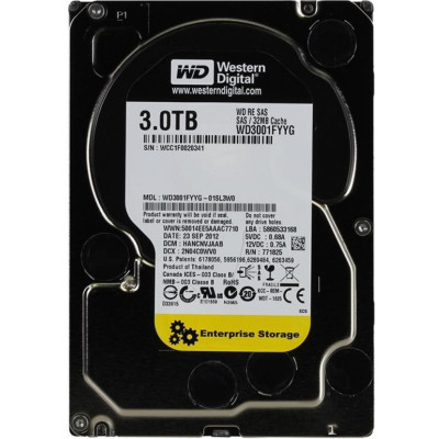 Накопичувач HDD SAS 3.0TB WD Enterprise Class 7200rpm 32MB (WD3001FYYG)_Refurbished Накопичувач HDD SAS 3.0TB WD Enterprise Class 7200rpm 32MB (WD3001FYYG)_Refurbished