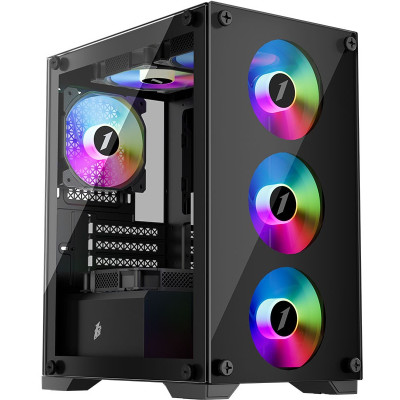 Корпус 1stPlayer X2-M-BK-4F1-PS-600FK-EU Black 600W