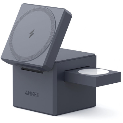 Бездротовий зарядний пристрій Anker MagGo Wireless Charging Station 15W 3-in-1 Cube Black (Y1811G11)