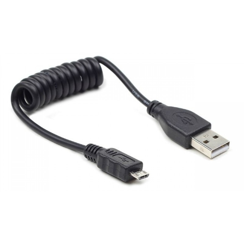 Кабель Cablexpert USB - micro USB V 2.0 (M/M), 0.6 м, спіральний (CC-mUSB2C-AMBM-0.6M)