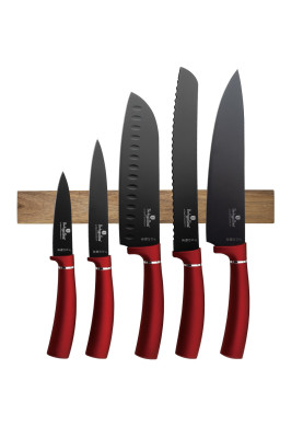 Набір ножів з магнітною планкою Berlinger Haus Metallic Line Burgundy Edition (BH-2886)