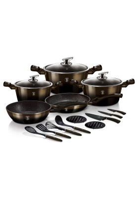 Набір посуду 17 предметів Berlinger Haus Metallic Line Shiny Black Edition (BH-7146)