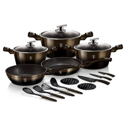 Набір посуду 17 предметів Berlinger Haus Metallic Line Shiny Black Edition (BH-7146)